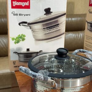 SS Biriyani Pot - 5 litres - 27 cm (Hammered And Laser Finish)