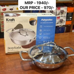Kraft Triply Deep Kadai Stainless Steel - 50% Offer - 18 Cm ( 1.3 Litres )