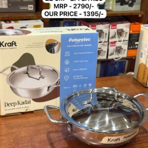 Kraft Triply Deep Kadai Stainless Steel - 50% Offer - 22 Cm ( 2.4 Litres )