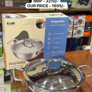 Kraft Triply Deep Kadai Stainless Steel - 50% Offer - 24 Cm ( 3.3 Litres )
