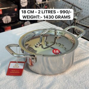 Triply Briyani Pot with Lid - 2 Litres - 18 CM - 1430 Grams