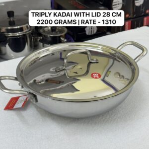 Triply Kadai With Lid - 28 Cm - 2200 Grams