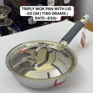 Triply Wok Pan with Lid - 20 Cm - 1160 Grams